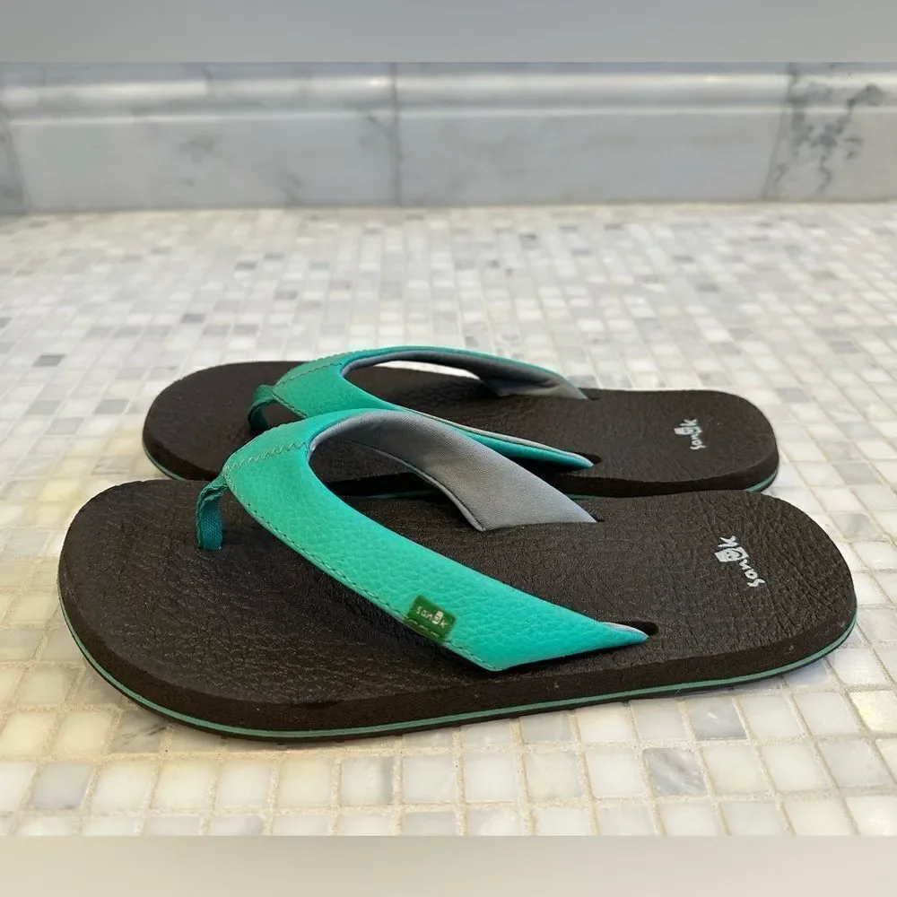 Sanuk Youth Yoga Mat Teal Flip Flop Sandals
